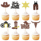 32 Pack Cowboy My 1st Rodeo Cupcake Toppers Holy Cow I'm One HorseShoe Cowboy Hats Western Theme Happy Birthday Baby Shower Part