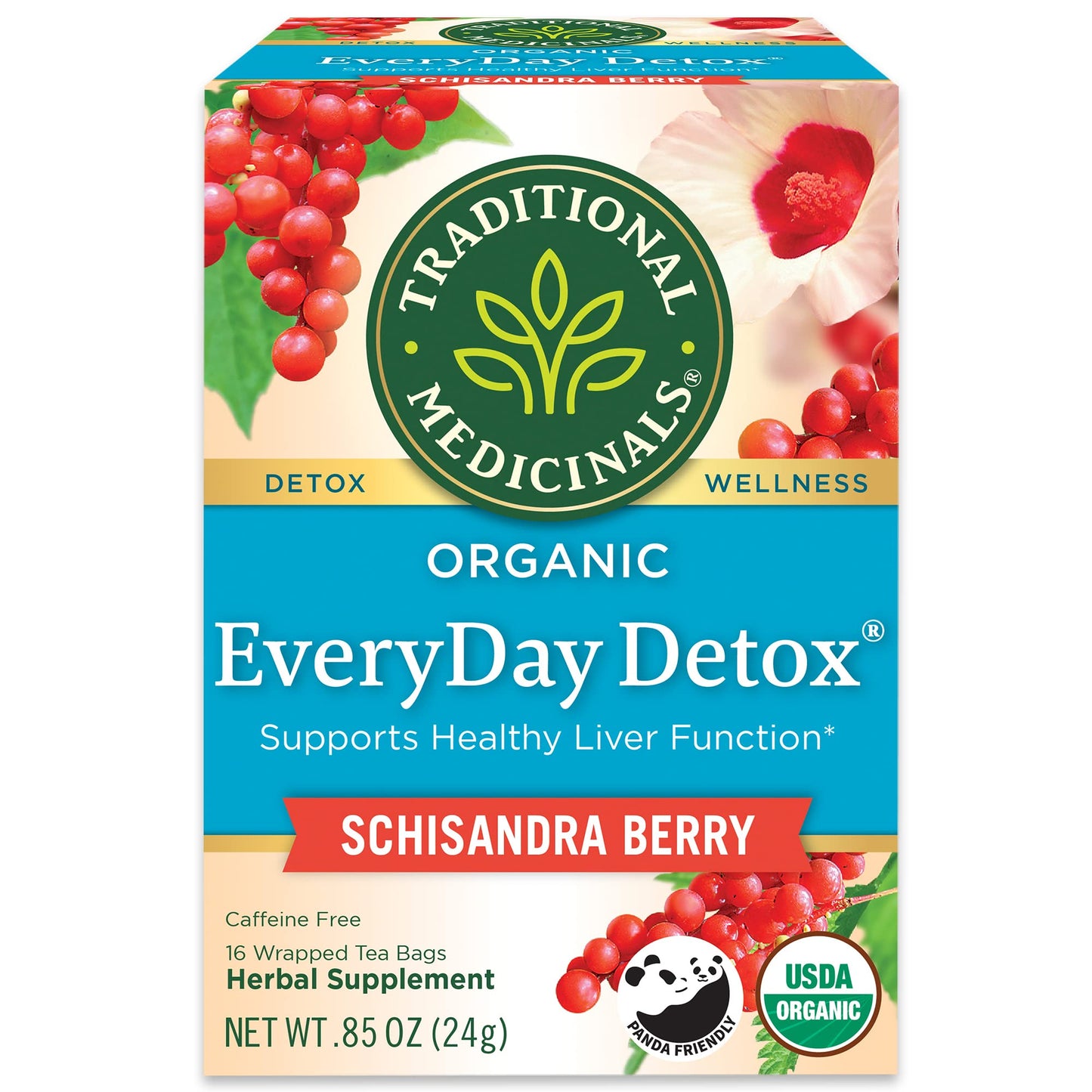 Traditional Medicinals Organic Everyday Detox Schisandra Berry Herbal Tea, Supports Healthy Liver Function, (Pack Of 3) - 48 Tea Bags Total
