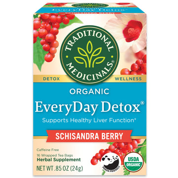 Traditional Medicinals Organic Everyday Detox Schisandra Berry Herbal Tea, Supports Healthy Liver Function, (Pack Of 3) - 48 Tea Bags Total