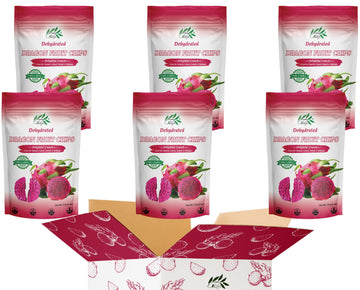 Chavi Dragon Fruit Chips - Pack Of 6 X 2 Oz - Healthy 1 Ingredient Superfood Snack - No Added Sugars Or Preservatives - Non-Gmo,