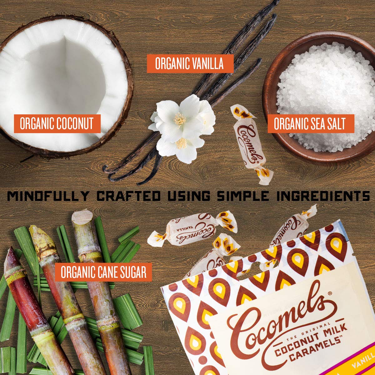 Cocomels Coconut Milk Caramels, Vanilla Flavor, Organic, Dairy Free, Vegan, Gluten Free, Non-Gmo, No High Fructose Corn Syrup, K