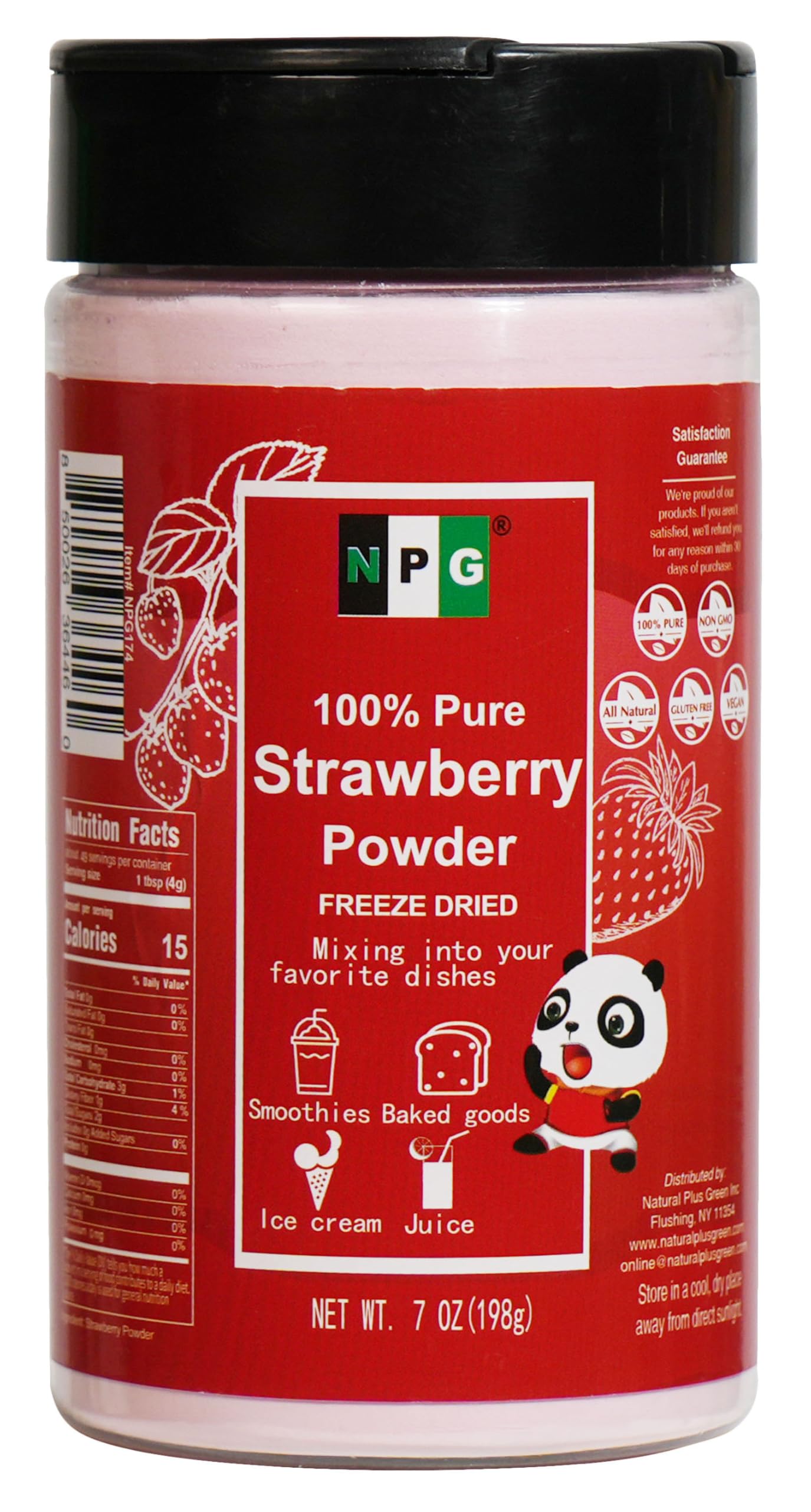 NPG Freeze Dried Strawberry Powder 7 Oz, Pure Strawberries Fruit Powder for Food Flavoring & Coloring, Smoothie, Beverage, Cake,