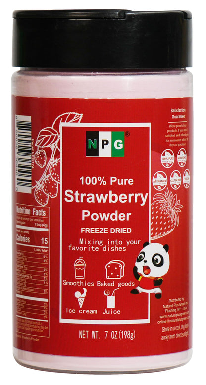 NPG Freeze Dried Strawberry Powder 7 Oz, Pure Strawberries Fruit Powder for Food Flavoring & Coloring, Smoothie, Beverage, Cake,