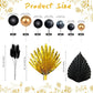 Balls Cake Toppers Palm Leaves Cake Decorations For Birthday Wedding Baby Shower Party Supplies (Black)