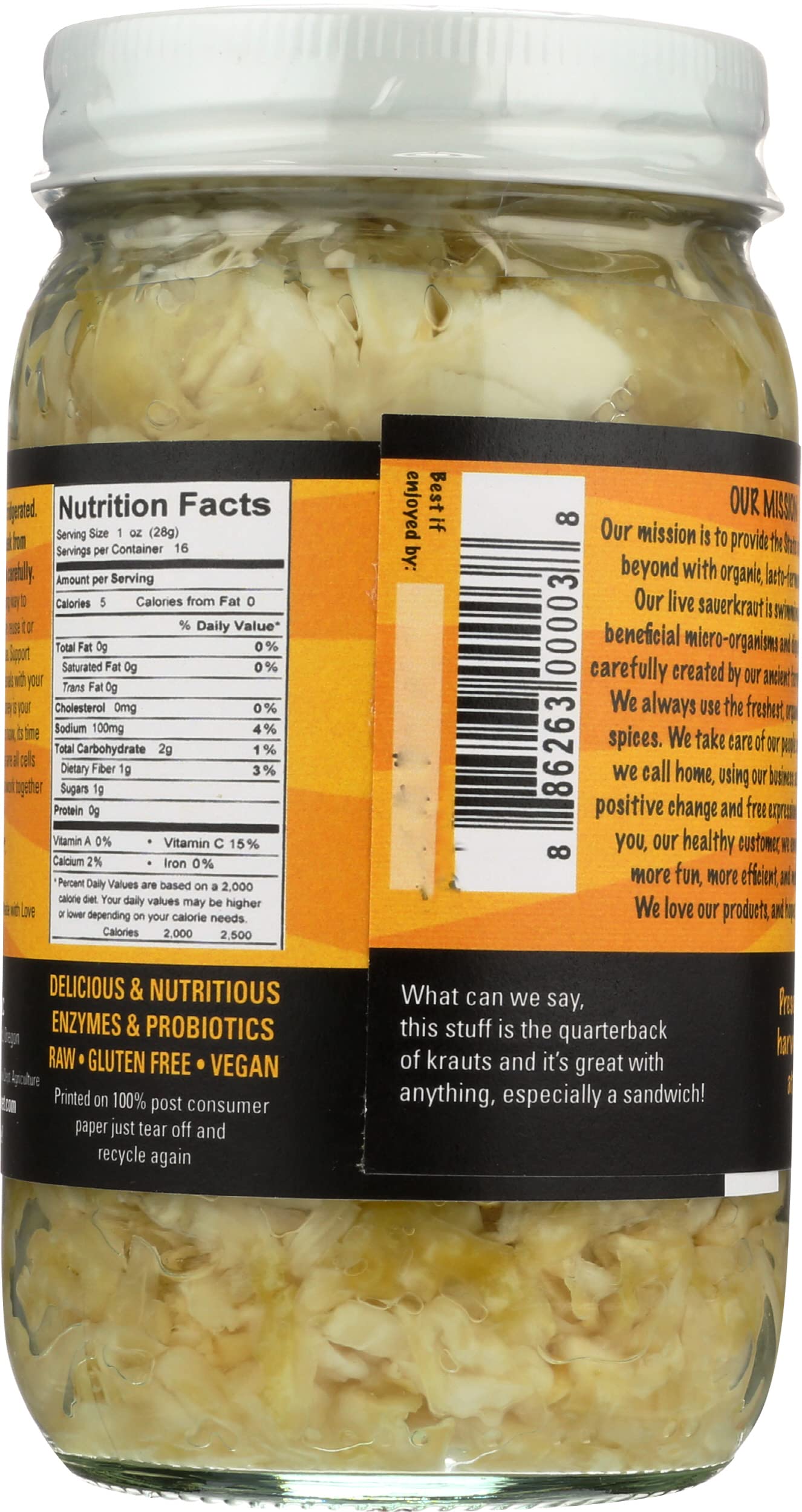 PICKLED PLANET Organic Raw Sauerkraut, 16 OZ