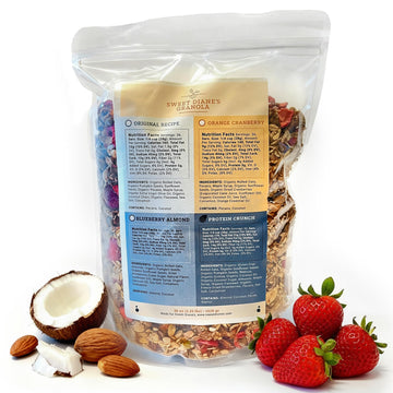 Sweet Dianes Granola - Family Size (36 Oz) Protein Crunch Organic Granola  Low-Sugar  High-Fiber  Gluten-Free  Vegan  Delicious Breakfast And Snack Topper