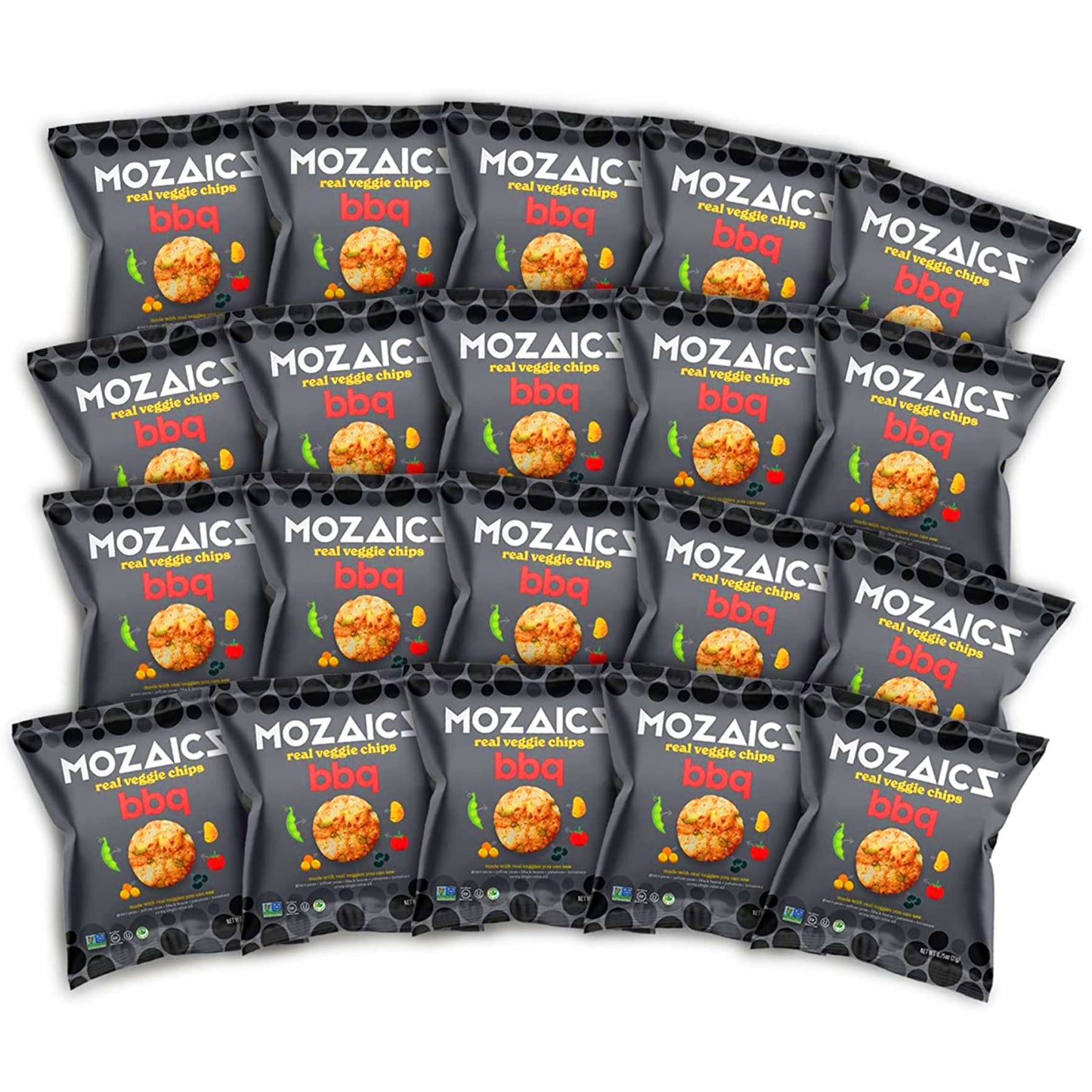 Mozaics Bbq Veggie Chips (20 Individual Snack Bags) | Healthy Snacks For Kids & Adults | Popped, Not Fried | Under 100 Calorie S