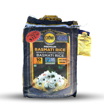 Crown Basmati White Rice - Instant Microwave Rice, 10 Pound (Pack of 1)