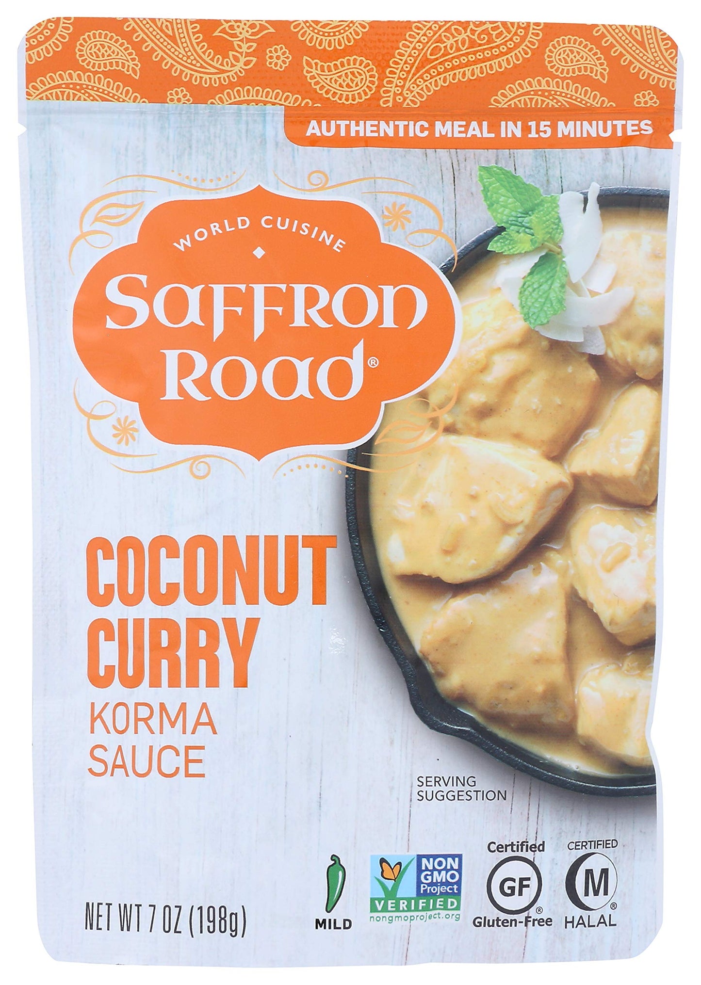 Saffron Road Coconut Curry Simmer Sauce, 7Oz - Non-Gmo, Gluten Free, Halal, Kosher, Vegetarian