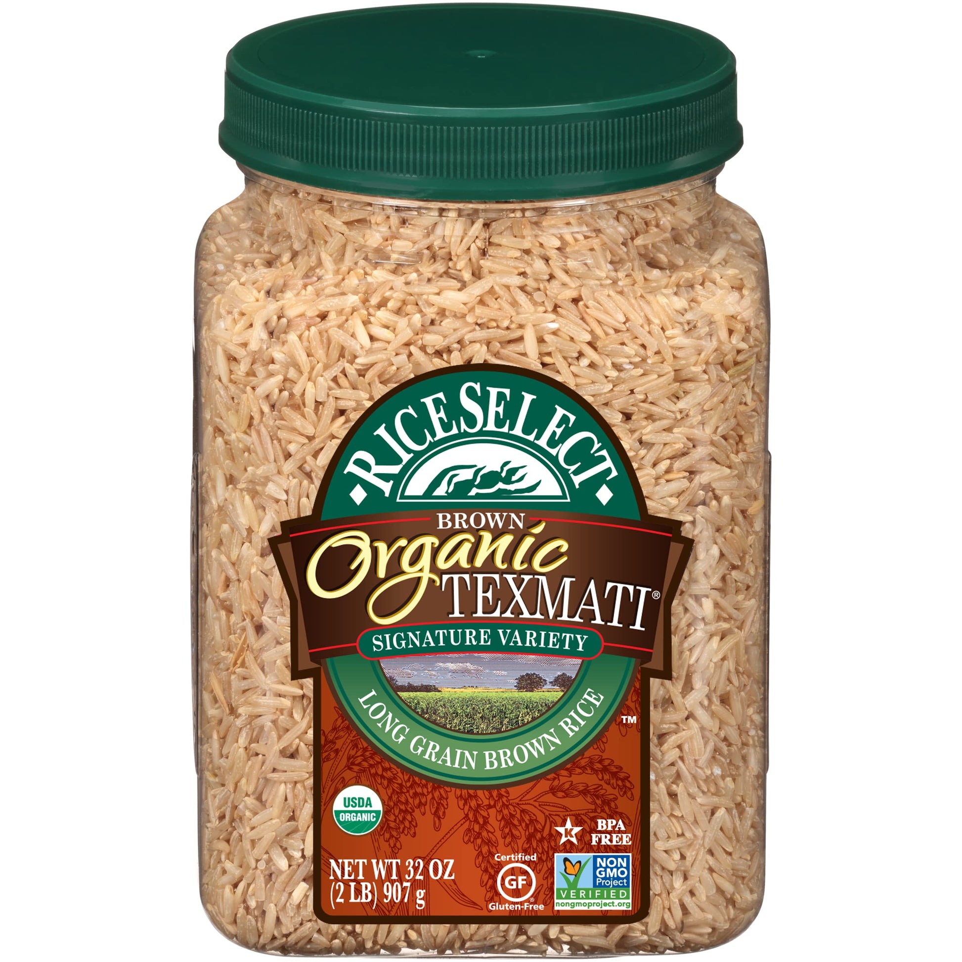 RiceSelect Organic Texmati Brown Rice, 2 Pound Pack of 4, Brown, Model 905618