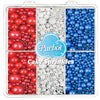 Red White and Blue Pearl Sprinkles for Baking Edible, 4th of July Sprinkles, Patriotic Sprinkles with 4 Sizes Sugar 130g/4.6oz, 