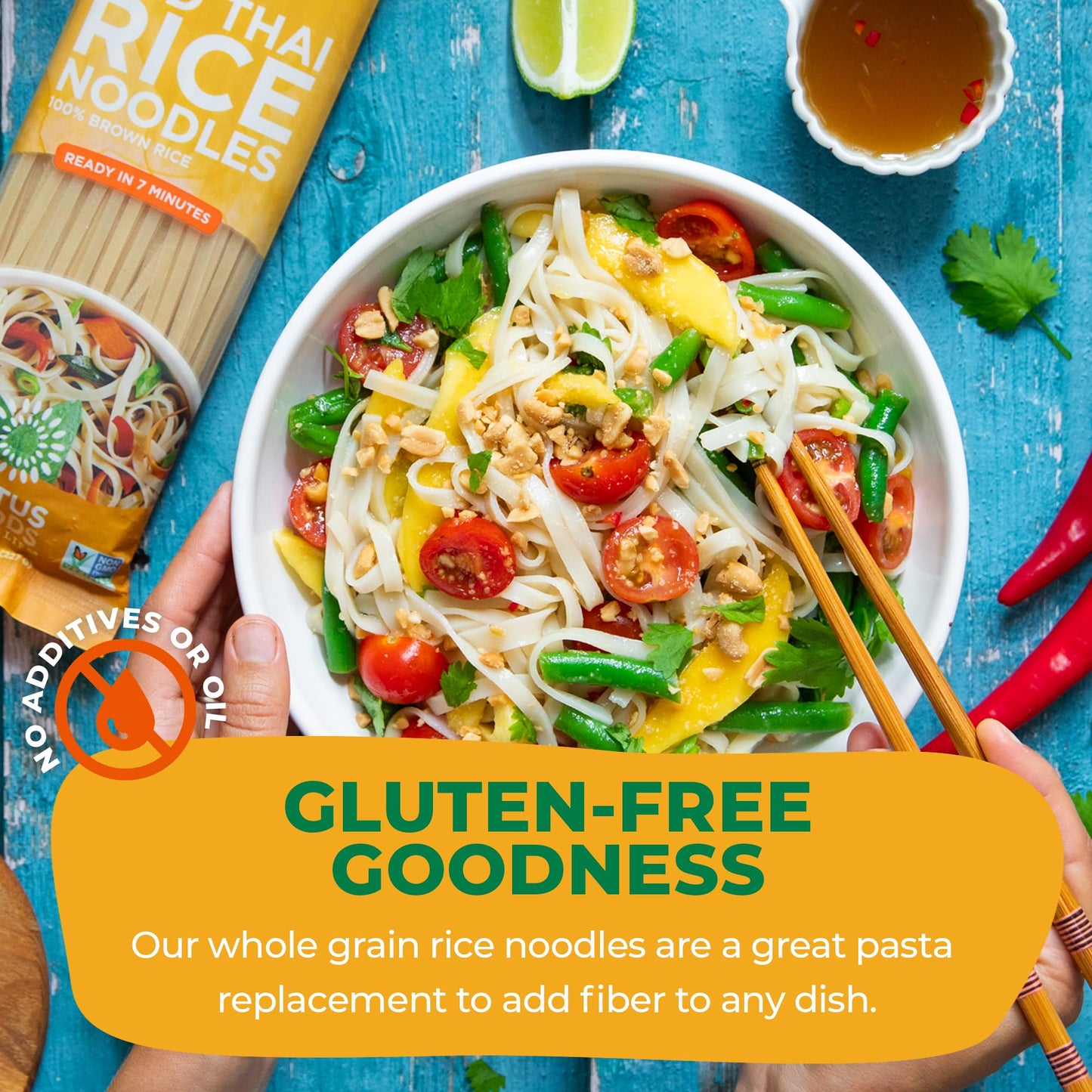 Lotus Foods Organic Brown Rice Pad Thai Noodles - Asian Style Noodles For Stir Fry, Gluten Free, Vegan, Whole Grain, Non Gmo, Serve Hot Or Cold - 8 Oz (Pack Of 1)