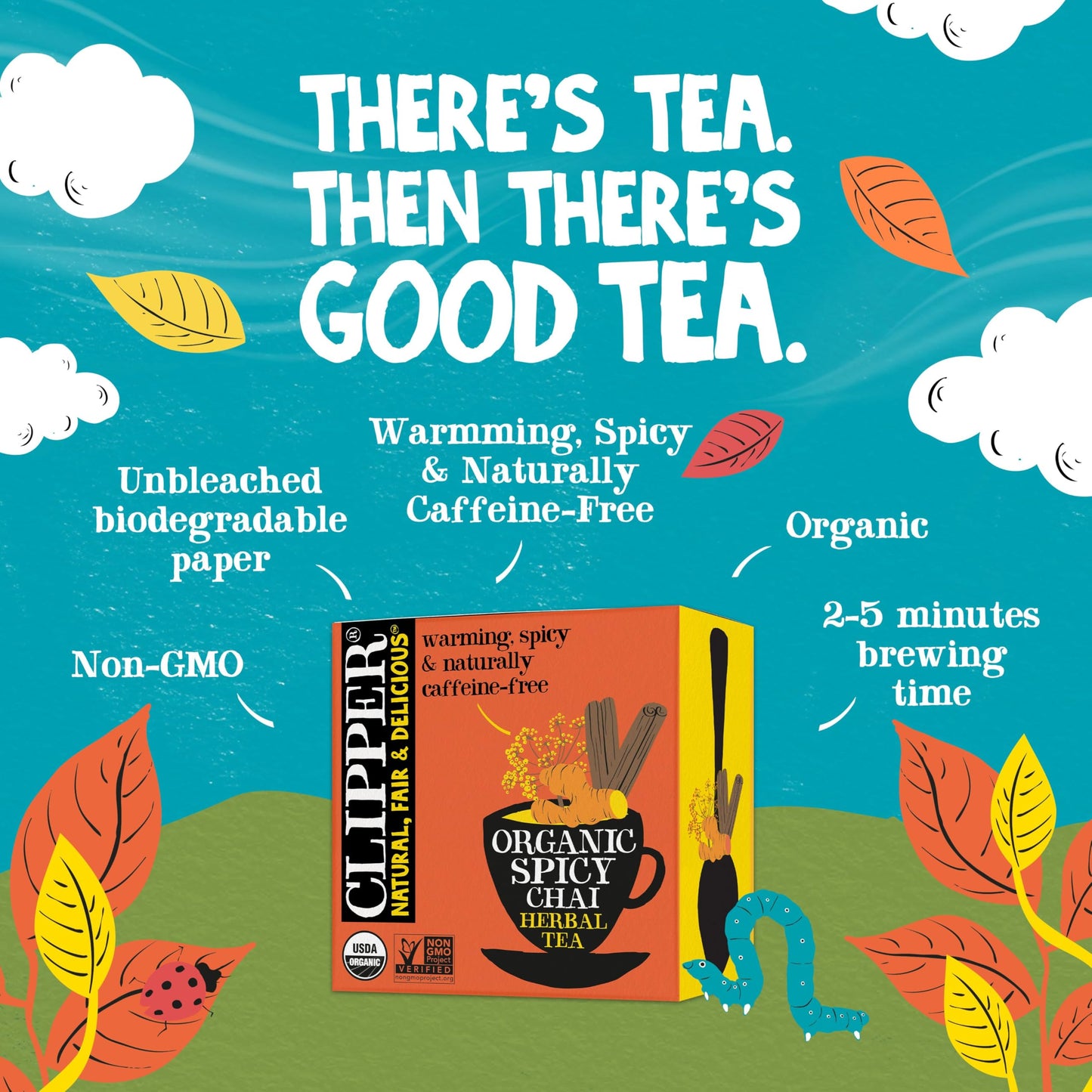 Clipper Tea Spicy Chai Herbal Tea – Caffeine Free, Usda Organic, Great Hot Or Iced – Warming, Spicy, Natural, Fair & Delicious – 200 Tea Bags