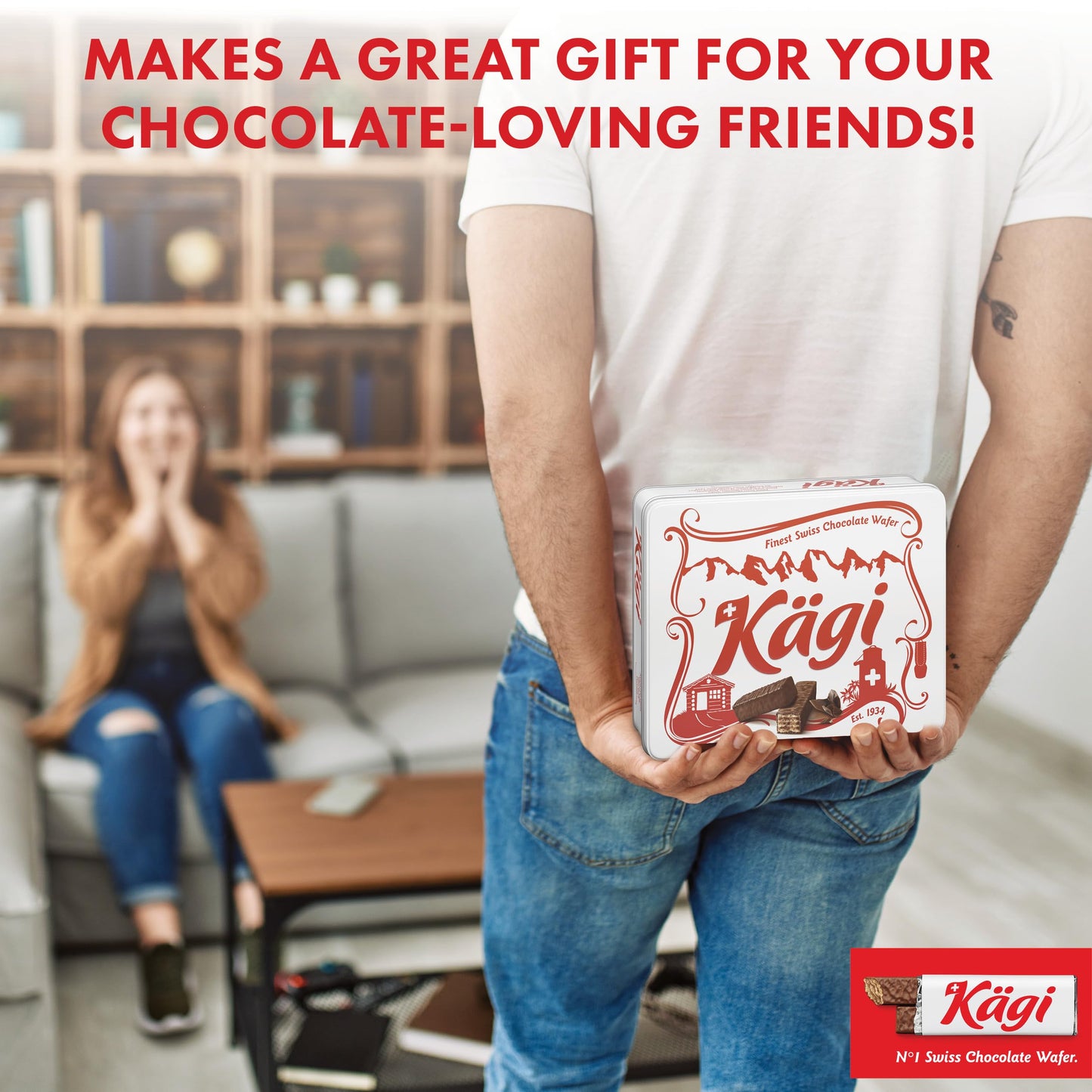 Kägi Swiss Milk Chocolate Covered Wafers, Crispy  , Individually Wrapped, 400g Tin