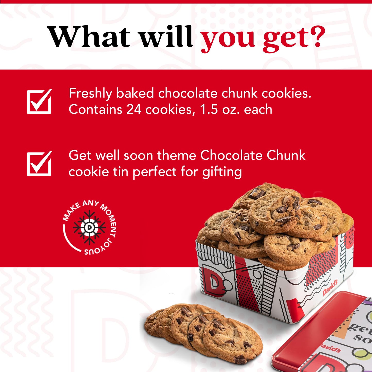 Davids Cookies Get Well Soon Cookie Gift Basket - Gourmet Bakery Dessert Gift for Recovery, Comfort and Appreciation Occasions