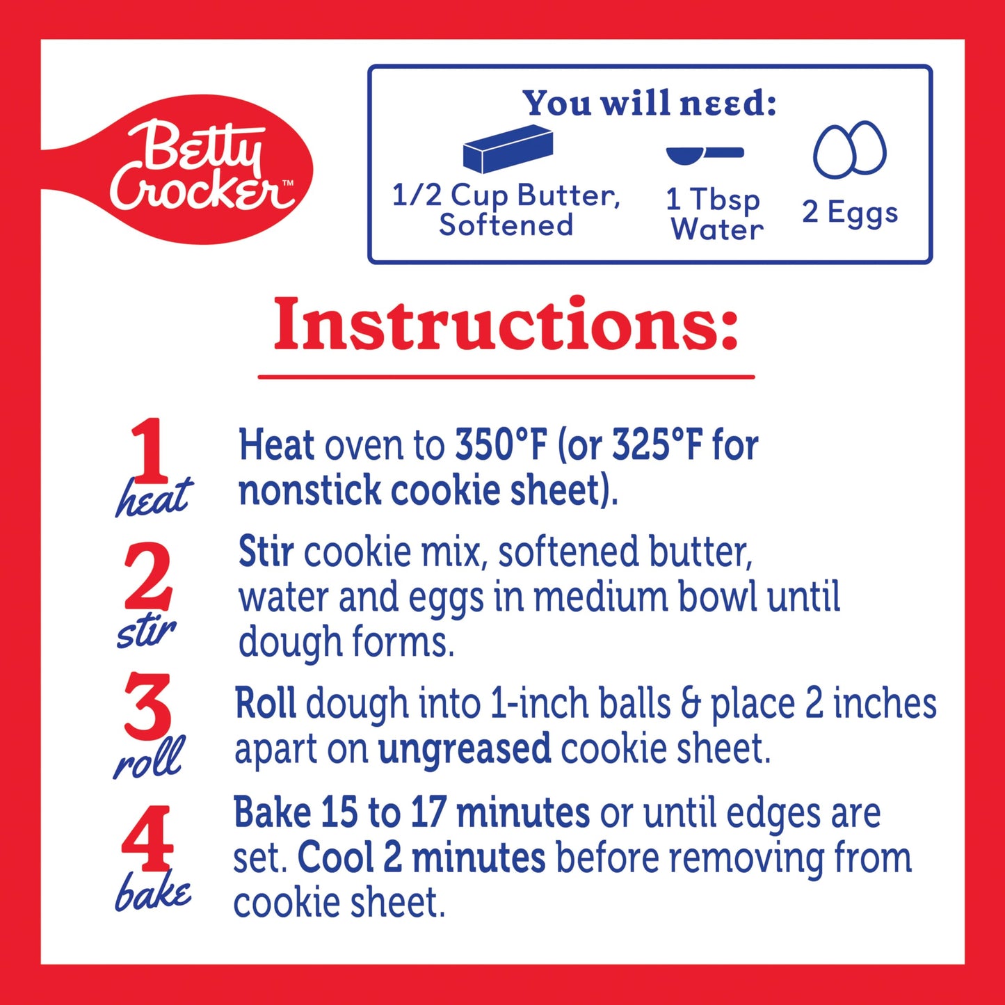 Betty Crocker Soft Baked Cookie Mix, Red Velvet, 17.1 oz, Holiday Baking