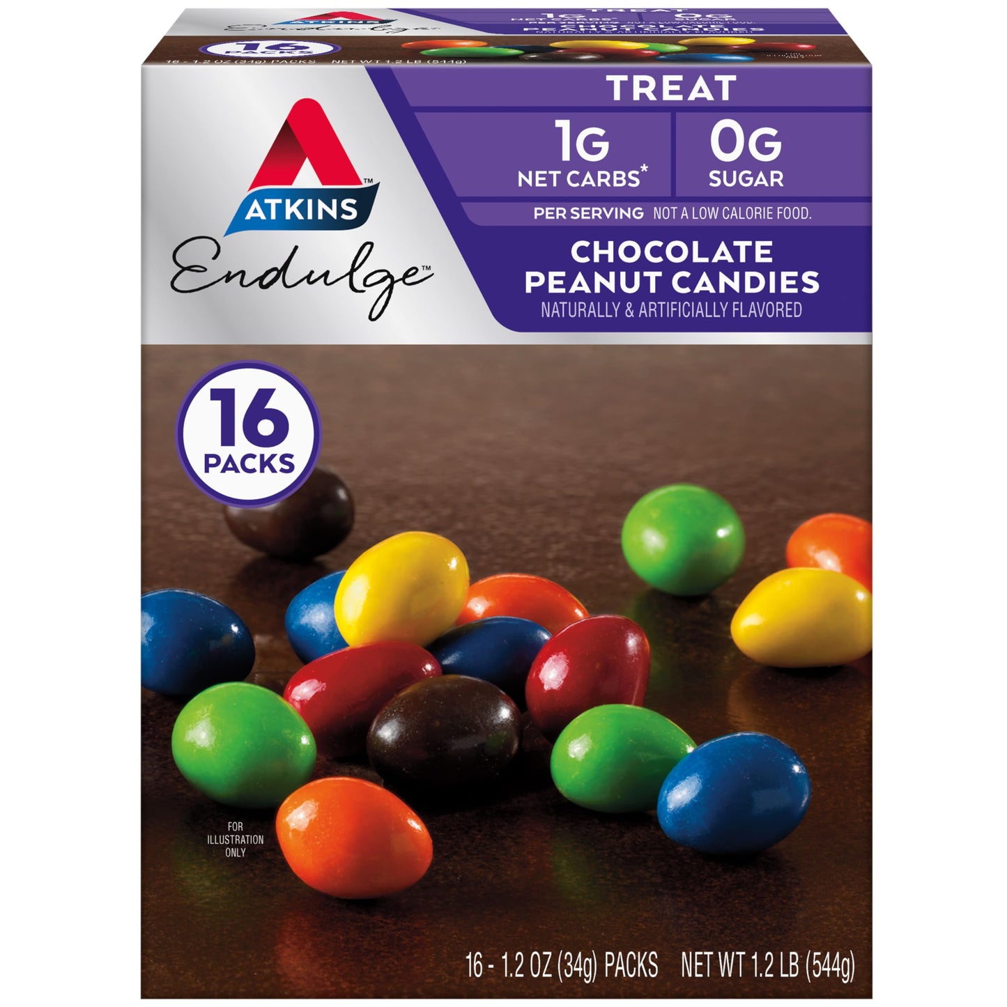 Atkins Endulge Chocolate Peanut Candies, 0g Sugar, 16 Count, Brown, Model jhs-1988