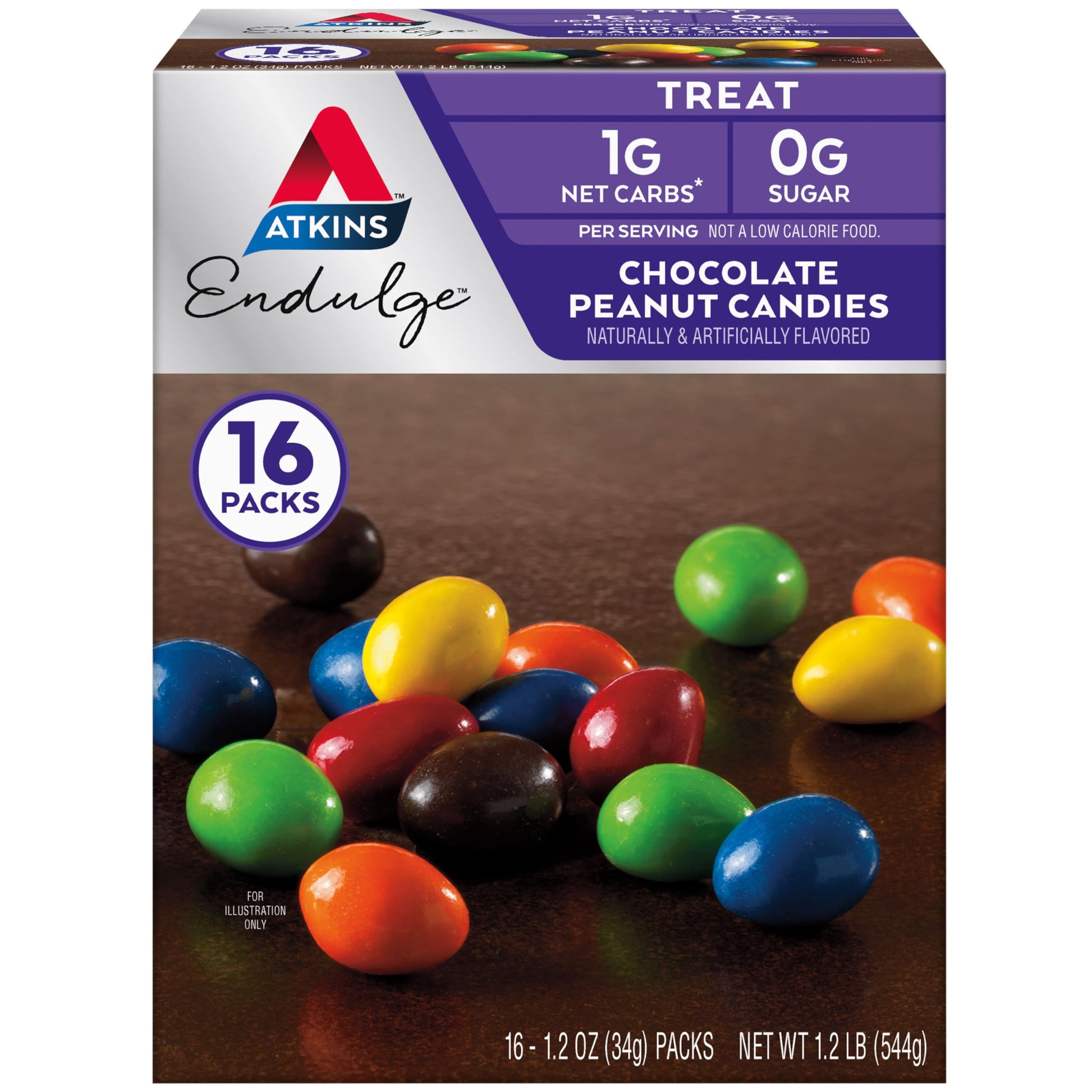 Atkins Endulge Chocolate Peanut Candies, 0g Sugar, 16 Count, Brown, Model jhs-1988