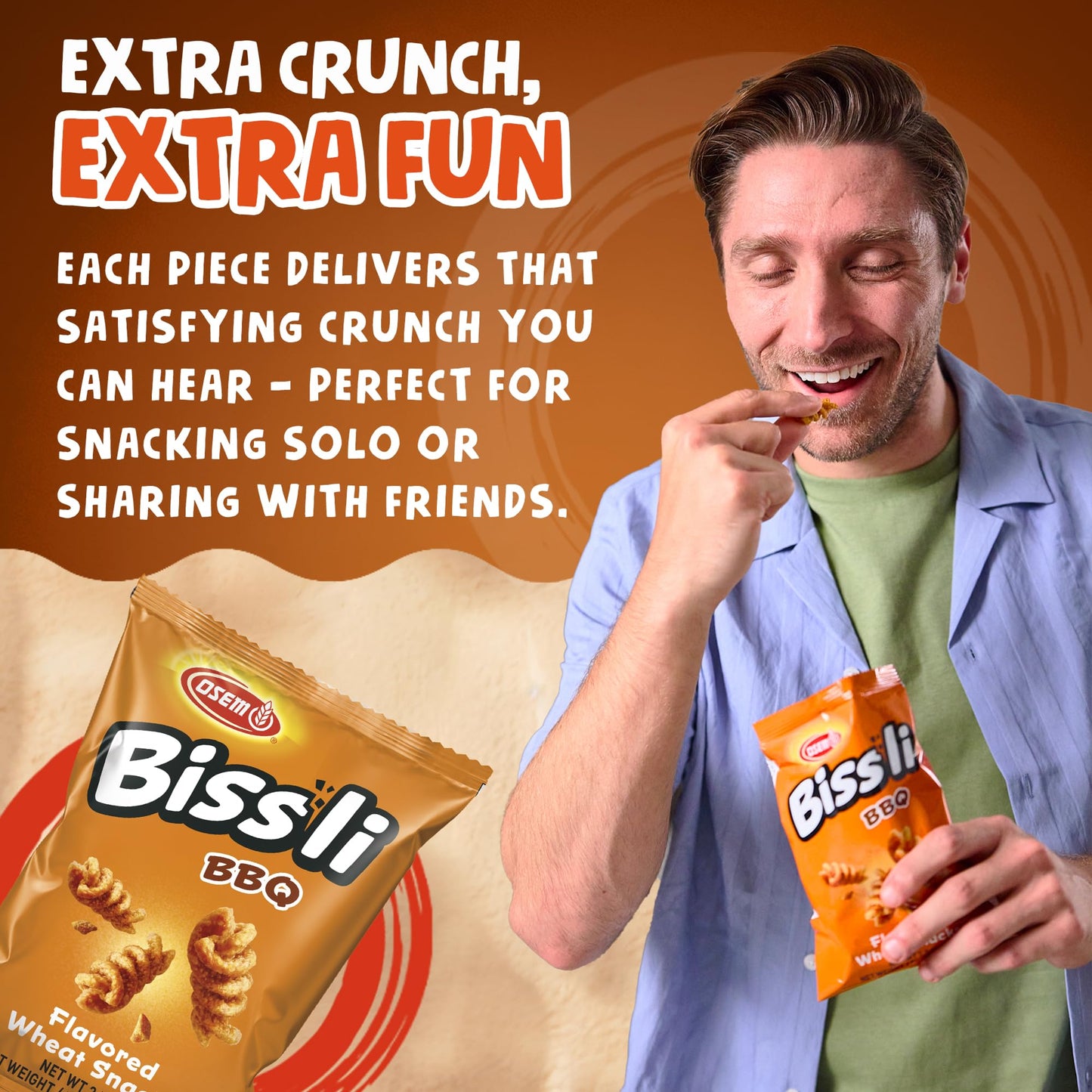 Osem Bissli BBQ Flavored Crunchy Wheat Snack -No Food Coloring or Preservatives, 2.5 Ounce Bags (Pack of 10)
