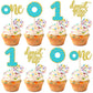 24 PCS Donut 1st Birthday Cupcake Toppers Glitter Donut Grow Up One Cupcake Picks Donut First Birthday Party Decoration for Donu