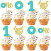 24 PCS Donut 1st Birthday Cupcake Toppers Glitter Donut Grow Up One Cupcake Picks Donut First Birthday Party Decoration for Donu