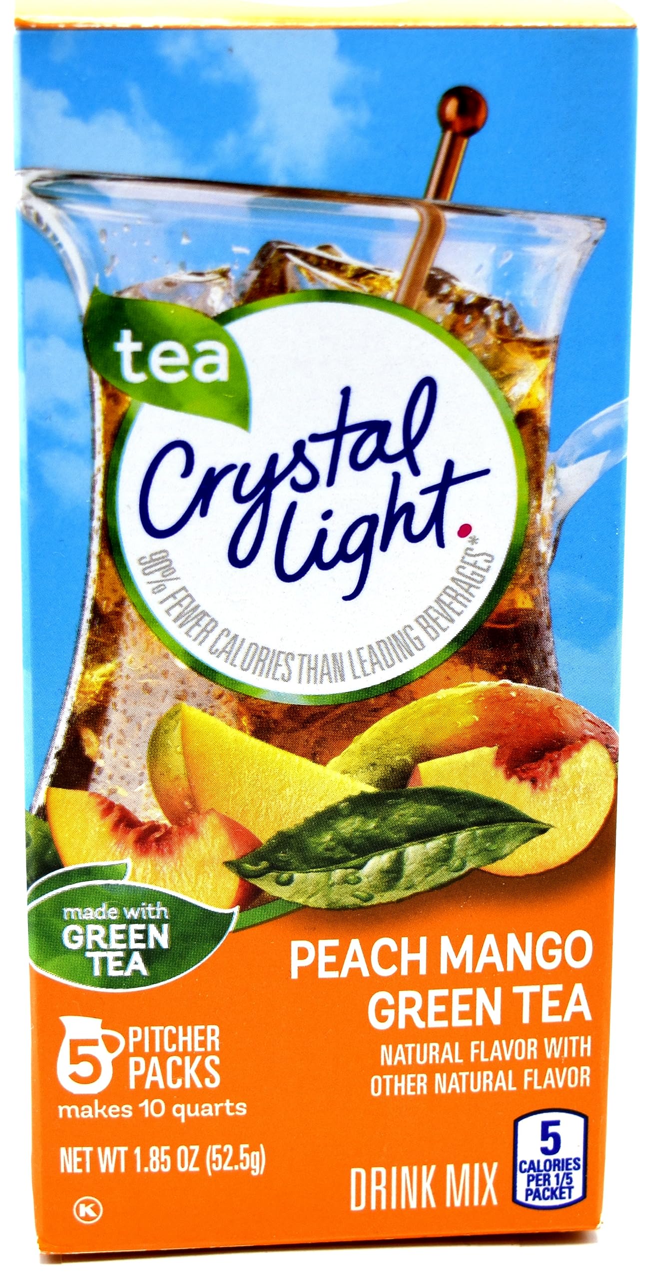 Crystal Light Peach Mango Green Tea Drink Mix, 10-Quart Canister (Pack of 3)