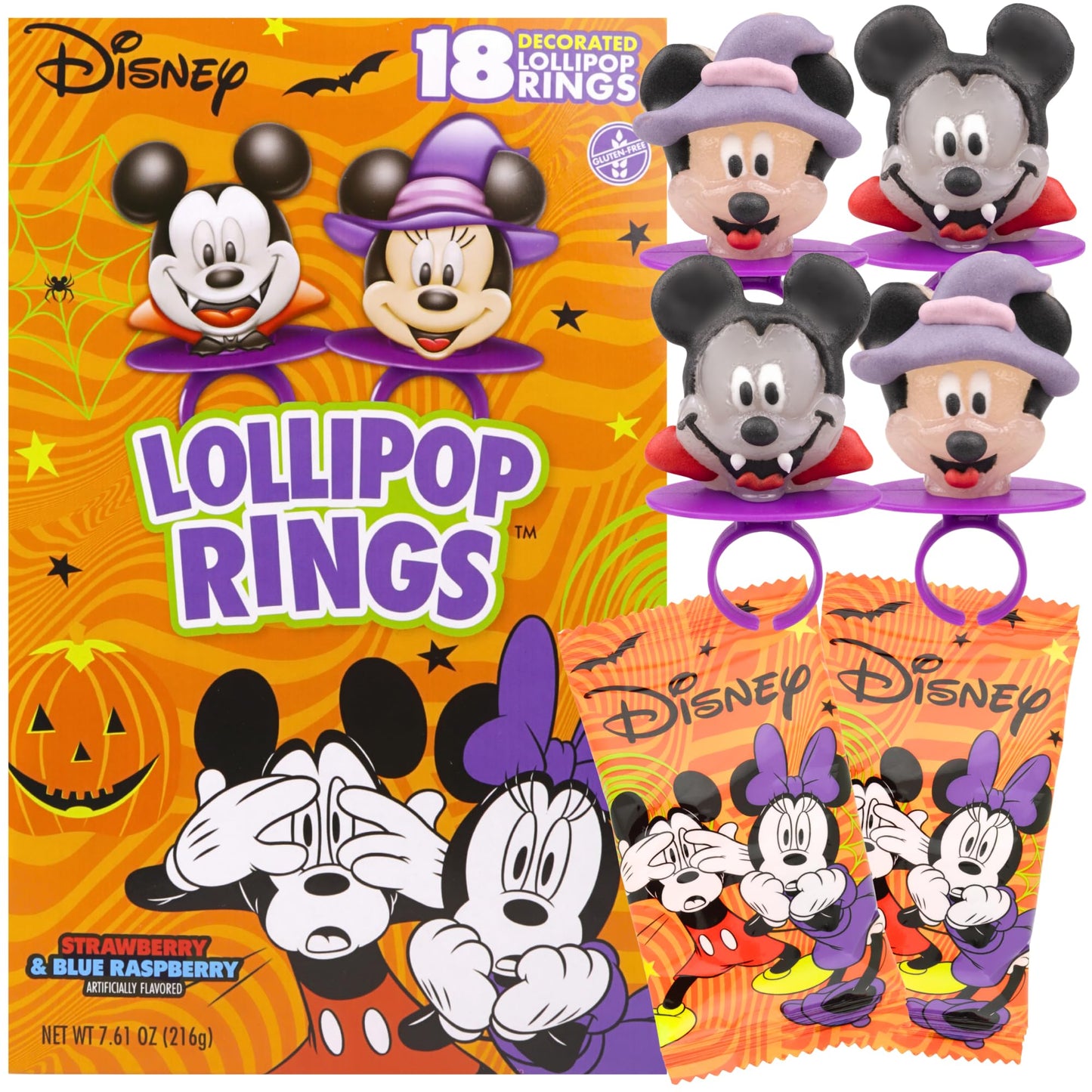 Imaginings 3 Limited Edition Disney Halloween Lollipop Rings, 18 Individually Wrapped Suckers, Medium Size