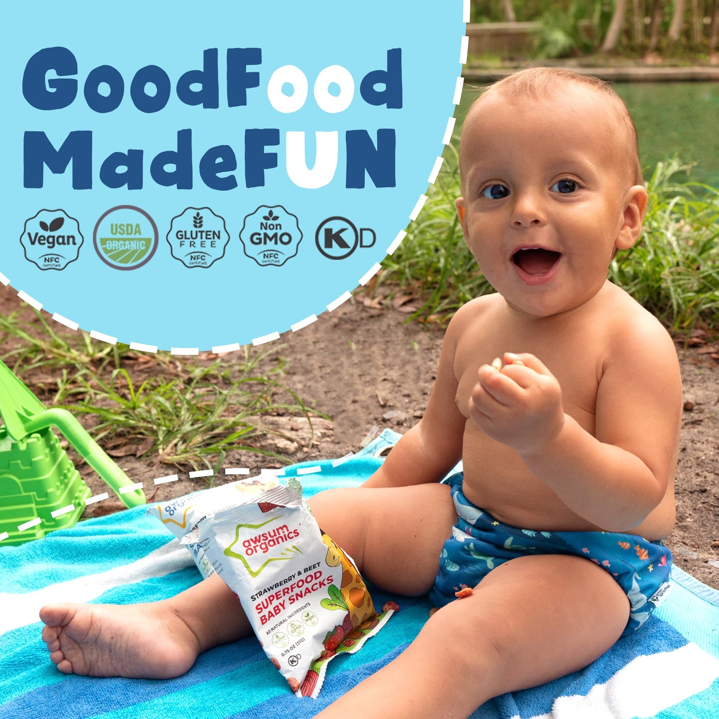 Awsum Organics Baby Snacks - Happy Healthy Baby Food - Snack For Babies - Vegan Kosher Gluten Free - Non-Allergy - No Added Suga