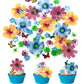 Weraru 58Pcs Edible Butterfly And Flowers Cake Topper Cupcake Toppers Wedding Themed Party Birthday Cake Decoration Mixed Size &