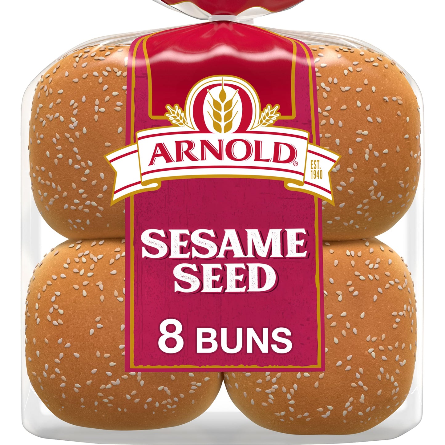 Arnold Sesame Seed Buns, 8 count, (2.0 oz each), White Hamburger Buns, 16 oz Bag