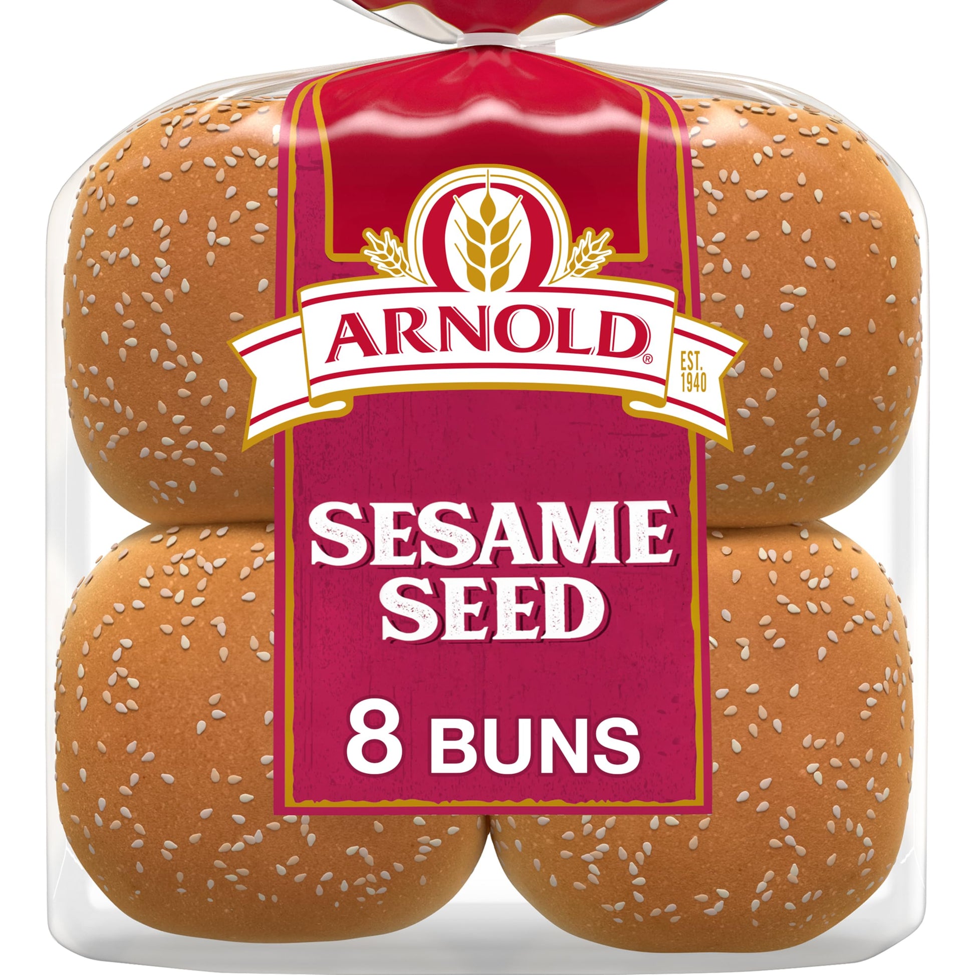 Arnold Sesame Seed Buns, 8 count, (2.0 oz each), White Hamburger Buns, 16 oz Bag