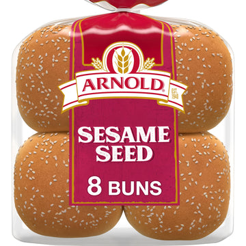Arnold Sesame Seed Buns, 8 count, (2.0 oz each), White Hamburger Buns, 16 oz Bag