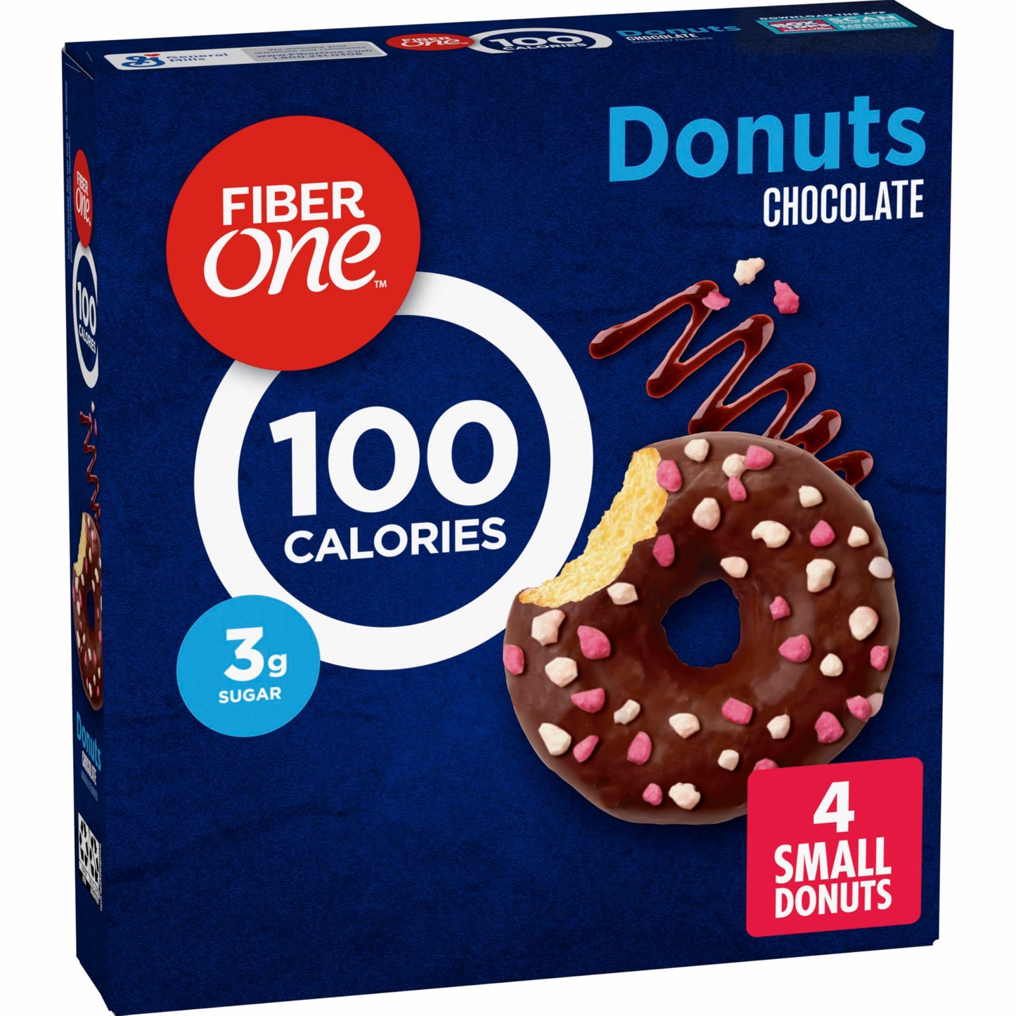 Fiber One 100 Calorie Donuts, Chocolate Flavor, 4 Count, 3.28 oz, 3g Sugar