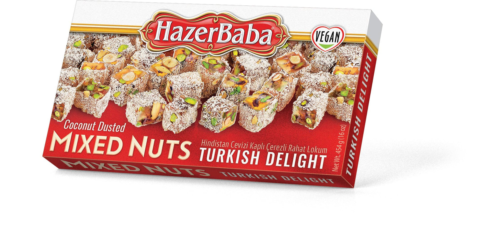 'Hazer Baba Turkish Delight Candy, Gourmet Snacks Box Gift, Traditional, Pistachio, Almond, Hazelnut, Coconut Dusted, Vegan Can
