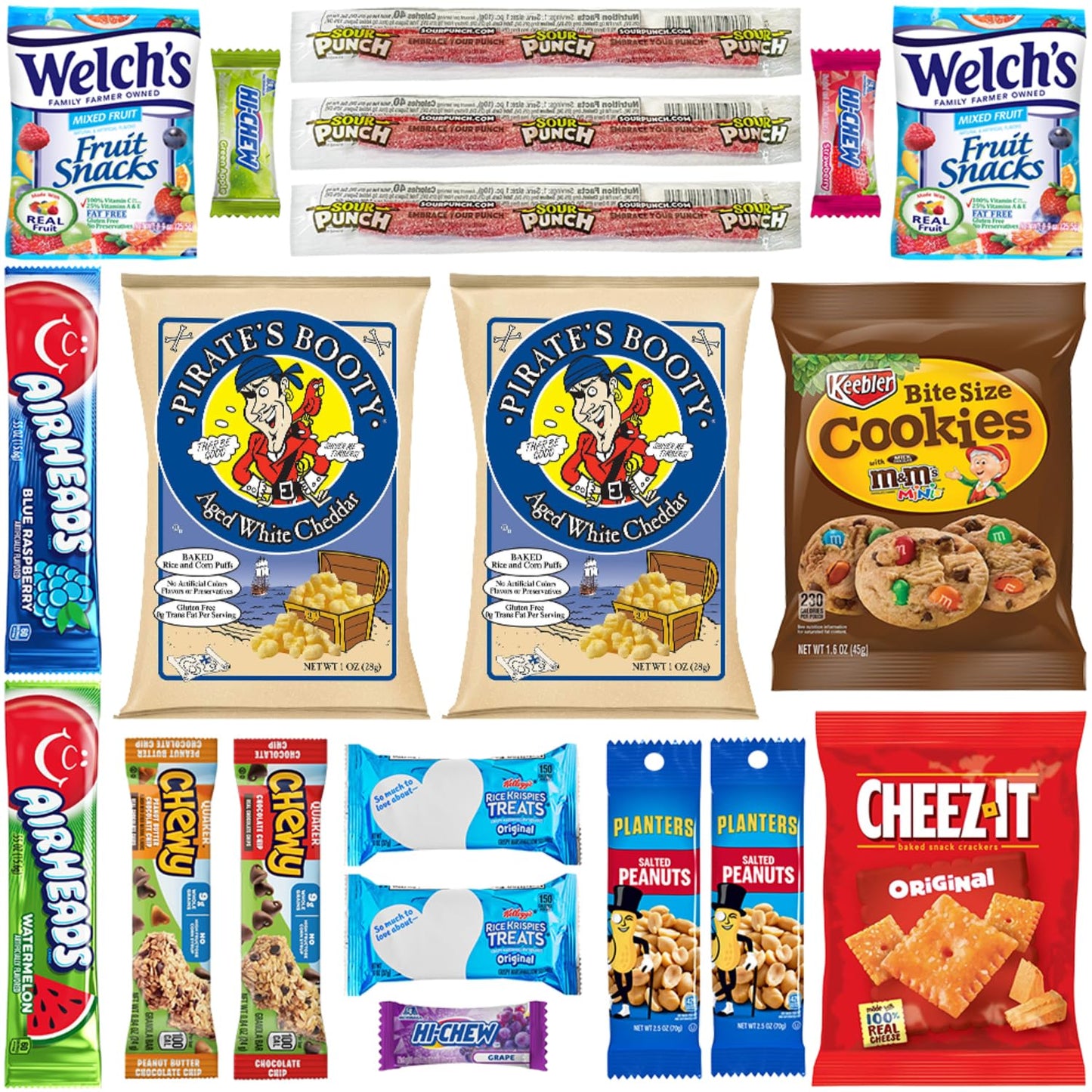 Hangry Kit Mega Care Pack (Essential Kit) - Snack Box Kit - Birthday Snack Box Gift for mature-themeds & Kids -- (20 count) Gift Basket Care Package Ideal for College Students -- Contains Birthday Snacks  Cookies  Chips  Candy. Party Variety Gift Box.