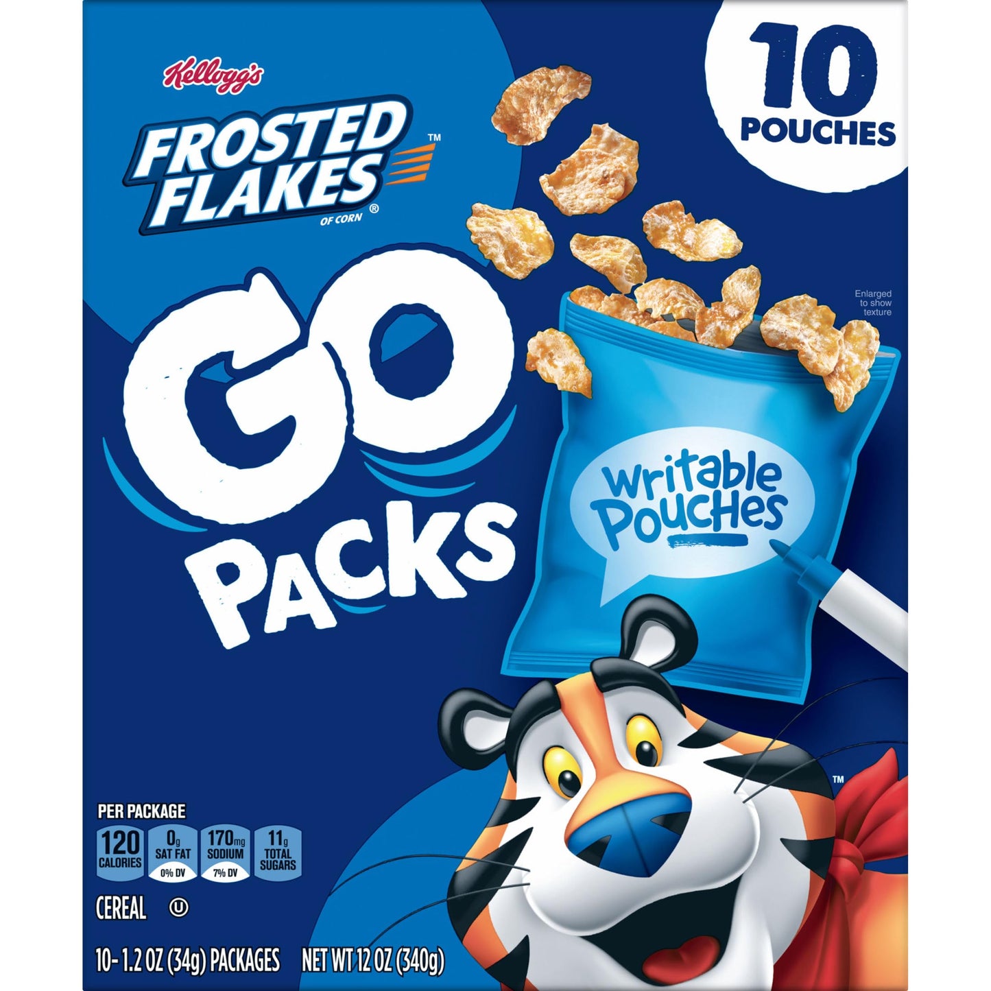 Kelloggs Frosted Flakes Go Packs Cereal  Kids Snacks  Lunch Snacks  Original  12oz Box (10 Pouches)