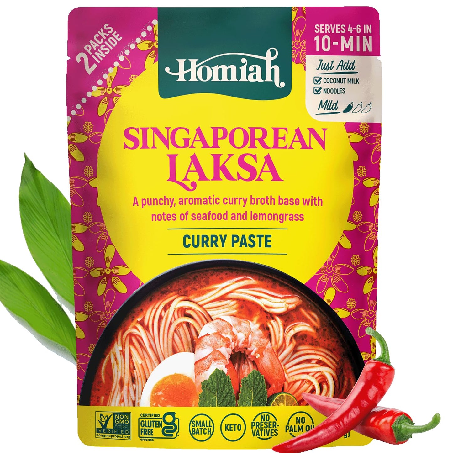 Homiah Laksa Curry Paste - Gluten Free, Non-GMO - 7 Oz Pack of 1