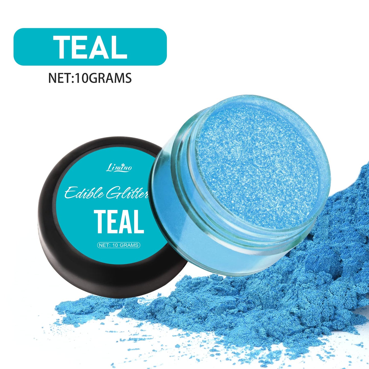 Limino Edible Glitter - 10g Metallic Food Grade Luster Dust for Baking, Cake Decorating, Icing - Teal