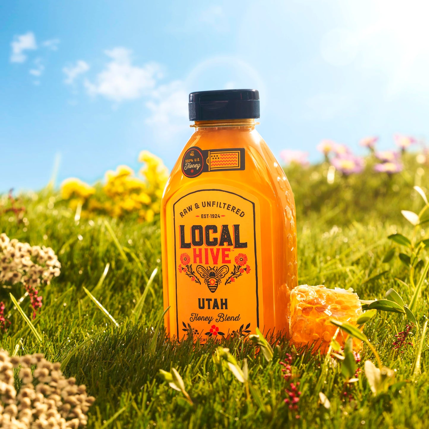 Local Hive Utah Raw Unfiltered Honey - 16 Oz, 100% Pure Us Honey, Sourced From American Bees And Beekeepers - Natural Sweetener,