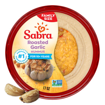 Sabra Roasted Garlic Hummus, Great Hummus for Dipping, Snacking and Sharing, 17 Oz Tub