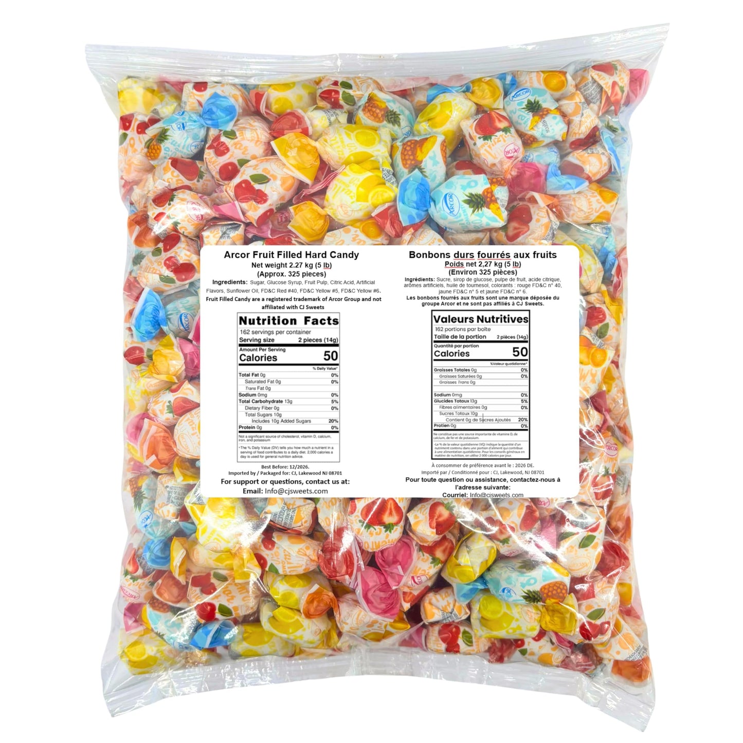 Fruit Filled Candy - Hard Bulk Candy - 5 Pounds Approx 325 Pieces