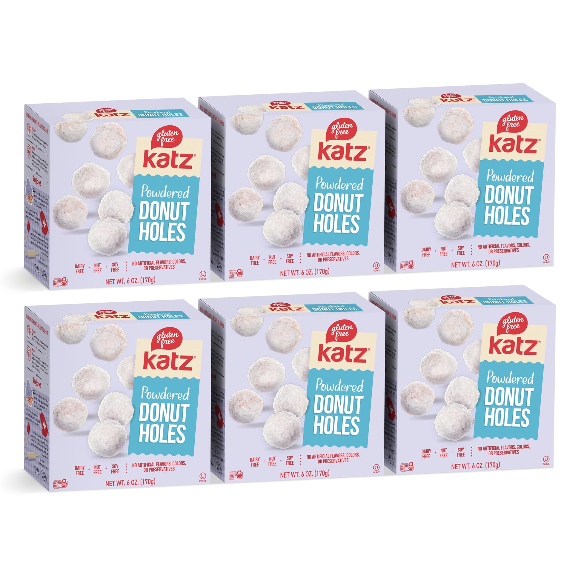 Katz Gluten Free Powdered Donut Holes. Kid-Friendly School Snack, Free of Soy, Sesame, Dairy, and Nuts. Kosher snack, 6oz (6pk)