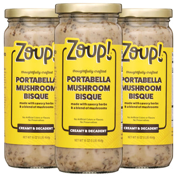 Portabella Mushroom Bisque By Zoup! Good  Really Good - No Artificial Colors Or Flavors  No Preservatives  Portabella Mushroom Bisque  16 Oz Ready To Serve (3 Pack)
