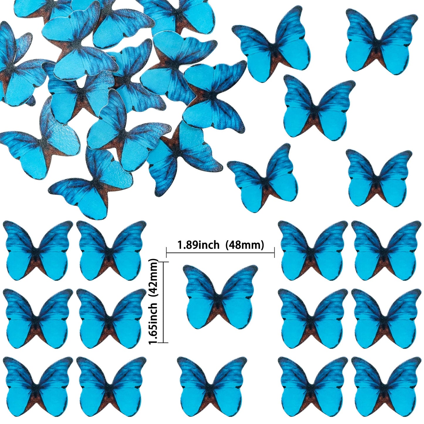 Ephlyn 48Pcs Edible 3D Cute Butterfly Cupcake Toppers For Baby Shower, Bridal Shower, Boys Girls Birthday Party Cake Decorations