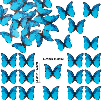 Ephlyn 48Pcs Edible 3D Cute Butterfly Cupcake Toppers For Baby Shower, Bridal Shower, Boys Girls Birthday Party Cake Decorations