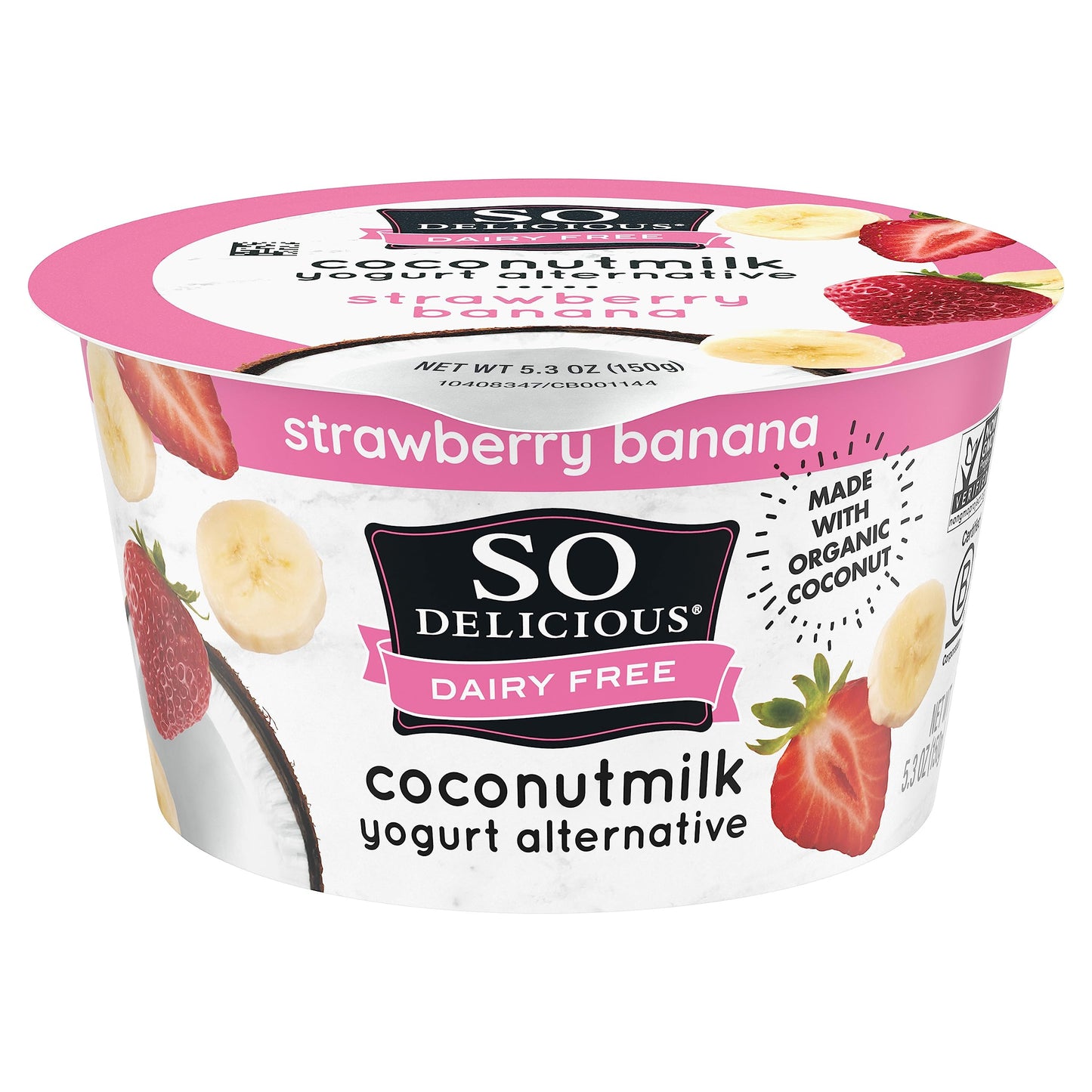 So Delicious Cultured Coconutmilk Dairy-Free Yogurt, Strawberry-Banana, 5.3 Ounce Plant-Based Vegan Dairy-Free Yogurt Alternativ