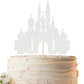 EONNCNT Castle Cake Topper - Silver Glitter Cardboard, 6.3 x 8.7 inches, Birthday Party Supplies, Baby Shower Decor