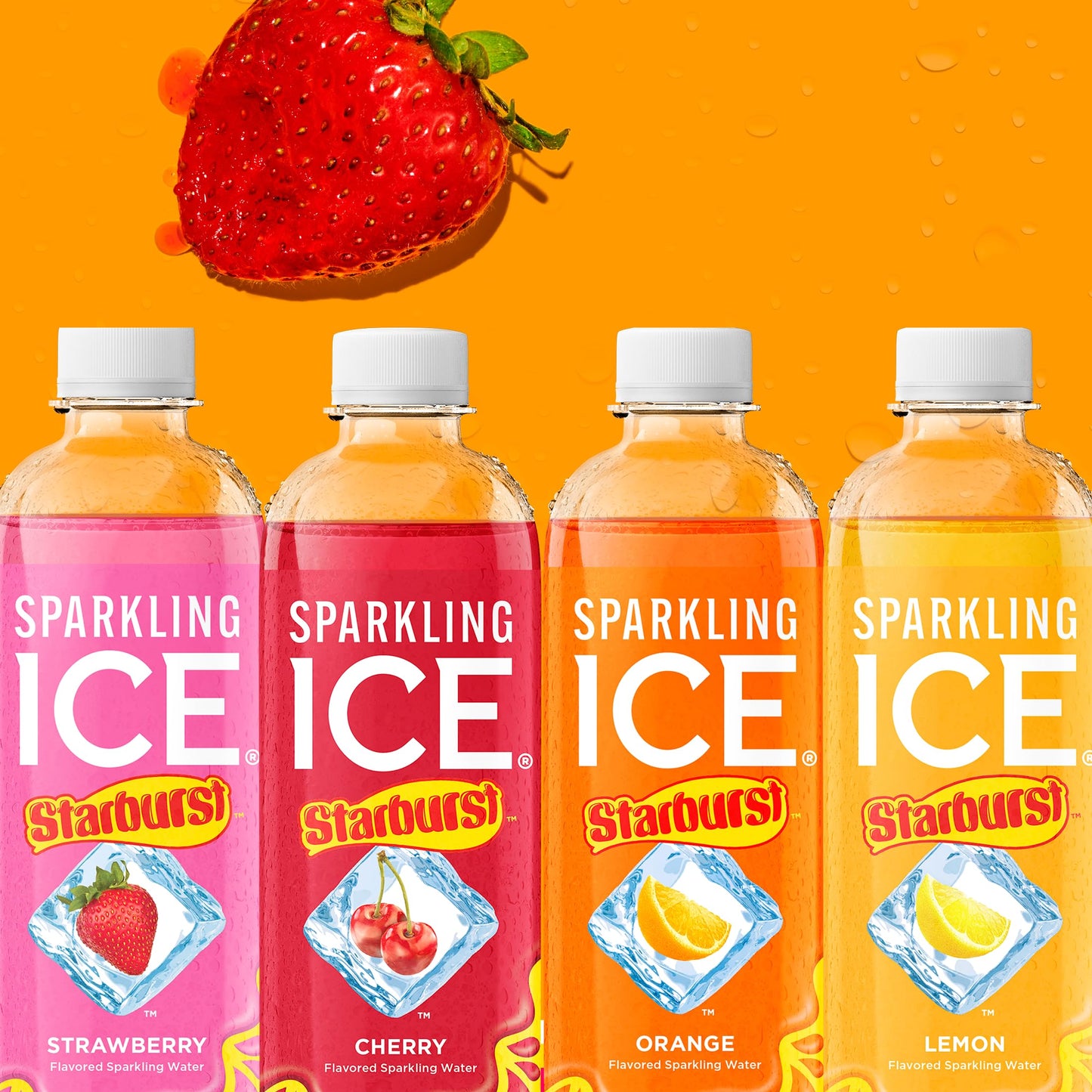 Sparkling Ice STARBURST Strawberry, Zero Sugar Flavored Sparkling Water, with Vitamins and Antioxidants, Low Calorie Beverage, 1