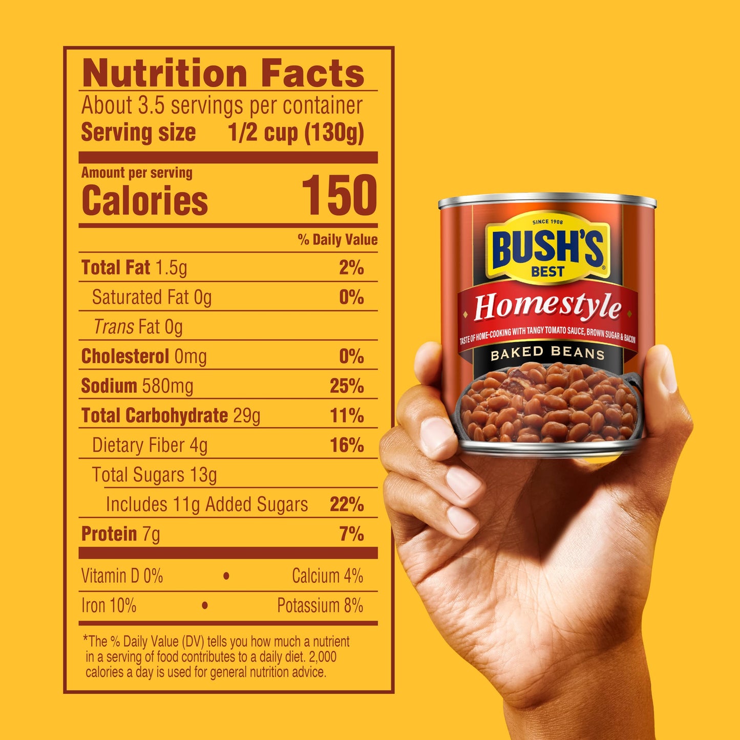 Bush'S Best 16 Oz Canned Homestyle Baked Beans, Source Of Plant Based Protein And Fiber, Low Fat, Gluten Free, (Pack Of 12)