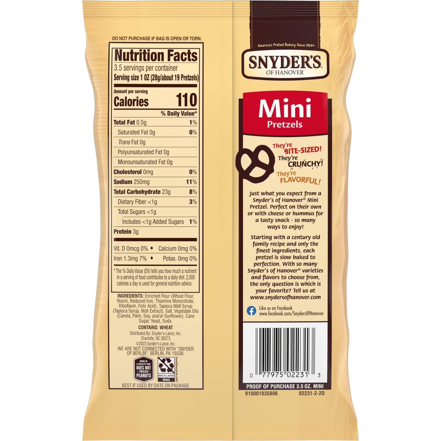 Snyders Of Hanover Mini Pretzels, Kosher, Non-GMO, 3.5 Ounce (Pack of 8)